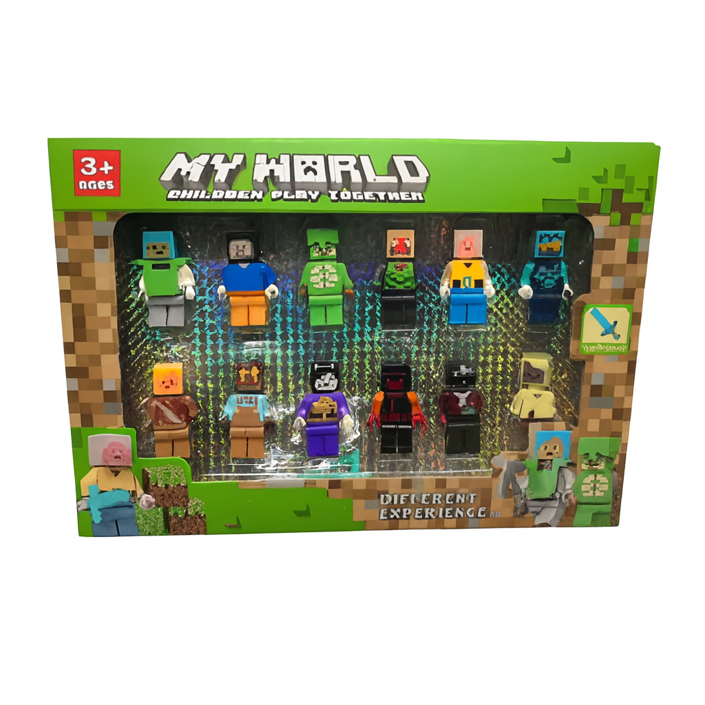 Set De 12 Personajes Tipo Minecraft