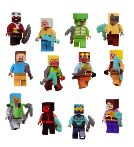Set De 12 Personajes Tipo Minecraft