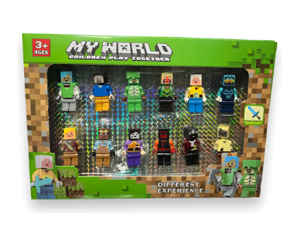 Set De 12 Personajes Tipo Minecraft
