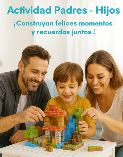 Bloques Magnéticos Tipo Minecraft – 100 Piezas y 5 Personajes- Diversión y Aprendizaje STEM