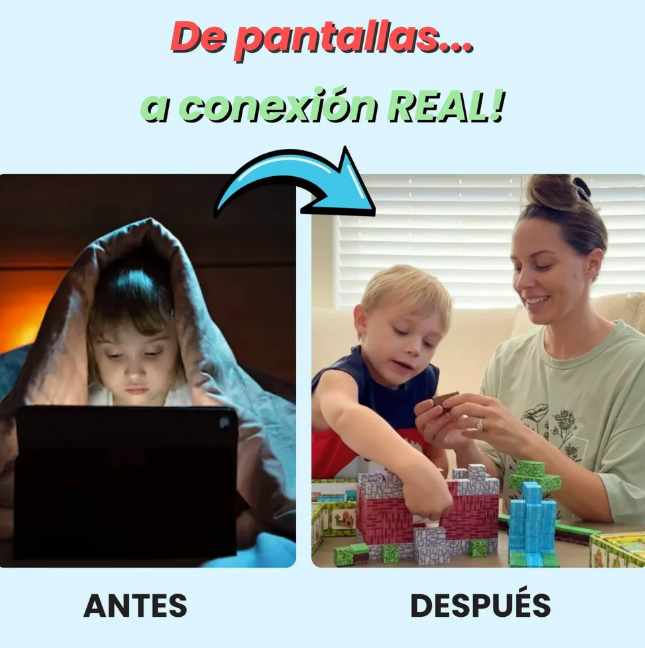 Bloques Magnéticos Tipo Minecraft – 100 Piezas y 5 Personajes- Diversión y Aprendizaje STEM