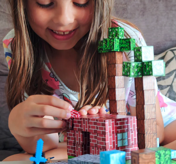 Bloques Magnéticos Tipo Minecraft – 100 Piezas y 5 Personajes- Diversión y Aprendizaje STEM